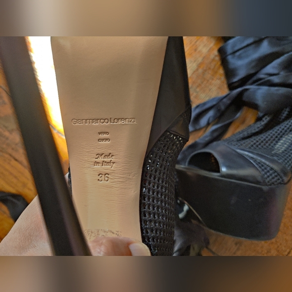 Gianmarco Lorenzi Black Mesh Platform Heels Size US6 EU36 - Picture 2 of 6